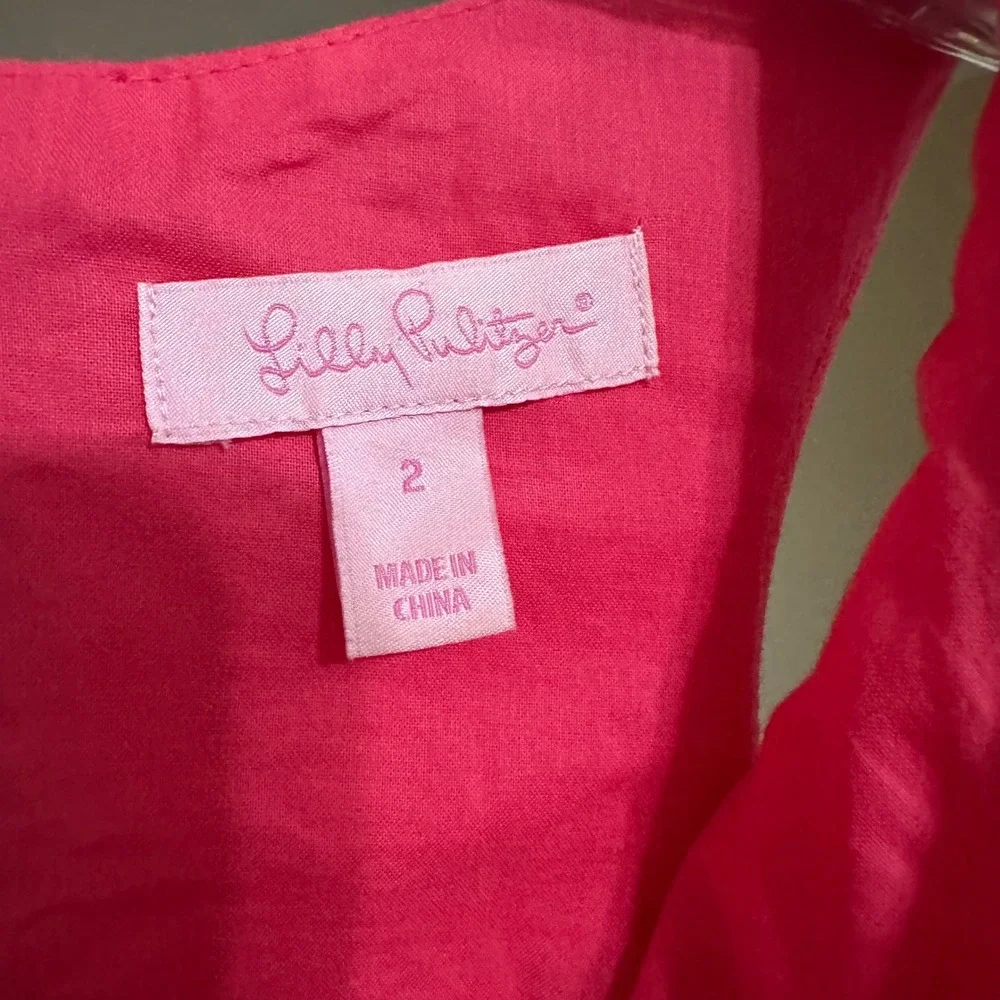 Lilly Pulitzer Pink Augusta Anchor Lace Trim Shift Dress Sz 2 Zip Back Fairycore